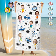 Serviette de plage personnalisée avec photo du meilleur papa de tous les temps, cocotier