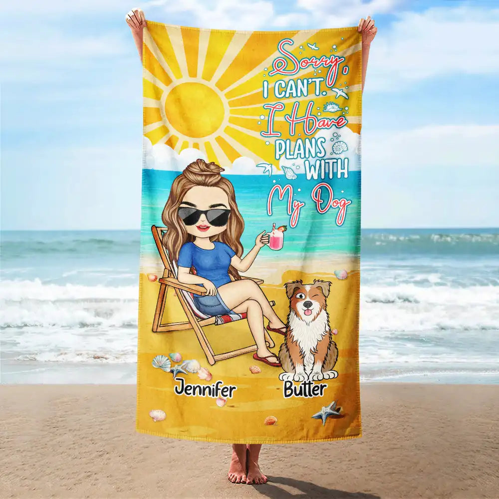 I Have Plans With My Dogs Summer Beach Vibes - Personalized Beach Towel