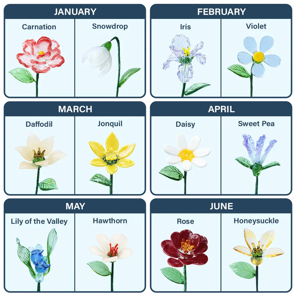 Gift For Yourself,Gift For Women,Happy - Blooming In Love Home Decor - Personalized Glass Birth Month Flower