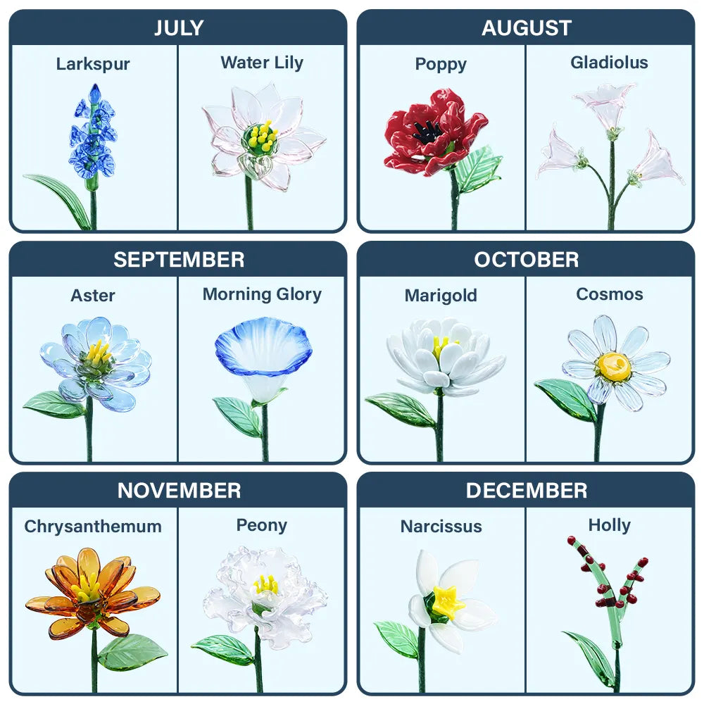 Gift For Yourself,Gift For Women,Happy - Blooming In Love Home Decor - Personalized Glass Birth Month Flower