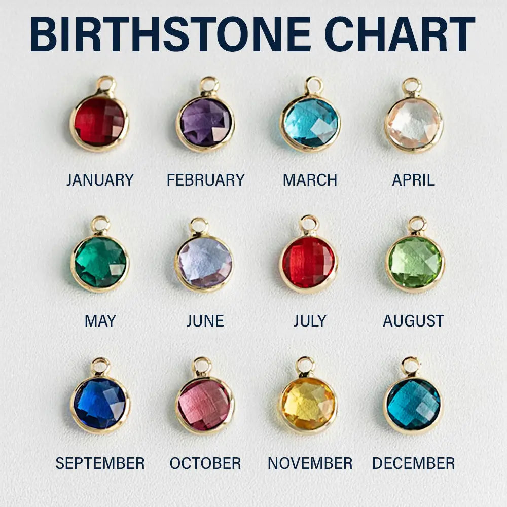 Gift For Mother, Mom - Daughters (Adult), Love - Birth Month Flower And Gemstone For Mom And Kids - Personalized Birthstone Charm Necklace