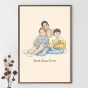 Gift For Husband,Gift For Wife,Parents,Family,Gift For Grandparents,Gift For Sibling,Happy,Non-Eng,Photo - Colored Pencil - Custom Photo Colored Pencil Sketch Happy Family Dad Mom Kid Pet - Personalized Poster
