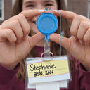 Gift For Colleagues,Humorous,Custom Photo,Cut-Face Photo - Custom Photo Funny Belly Office Squad - Personalized Squishy Badge Reel
