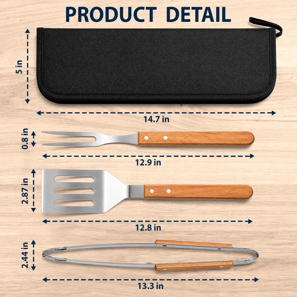 Gift For Father,Gift For Grandpa,Grandpa's Hobby,Dad's Hobby,Grilling,Non-Eng,Photo,Icon,Humorous - Custom Photo Daddy's Grilling Buddies - Personalized BBQ Tool Set With Storage Bag