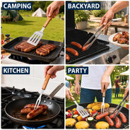 Gift For Father,Gift For Grandpa,Grandpa's Hobby,Dad's Hobby,Grilling,Non-Eng,Photo,Icon,Humorous - Custom Photo Daddy's Grilling Buddies - Personalized BBQ Tool Set With Storage Bag