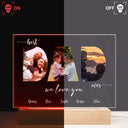 Photo personnalisée Meilleur papa de tous les temps - Cadeau pour papa, père, grand-père - Base en bois personnalisée avec lumière LED 3D
