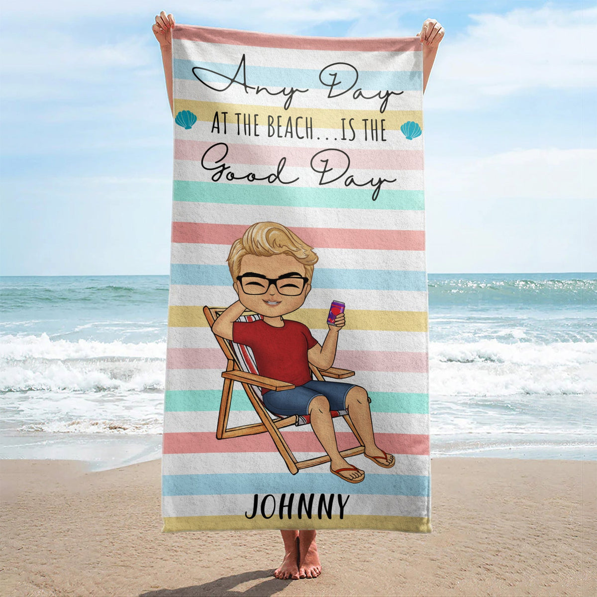 Life Is Better At The Beach Color Striped - Gift For Her, Him, Besties, Family - Personalized Custom Beach Towel