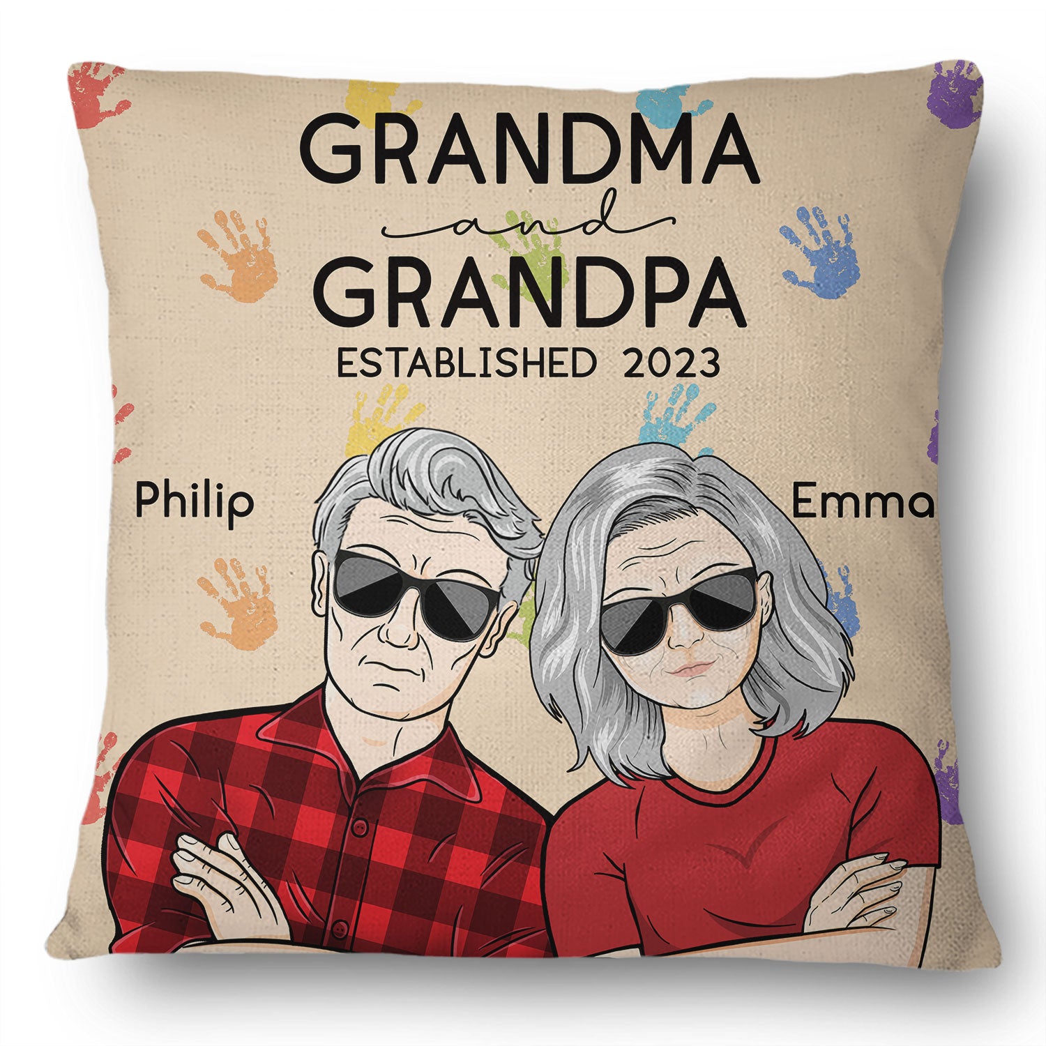 Grandma & Grandpa Established - Gift For Grandma Grandpa - Personalized Custom Pillow