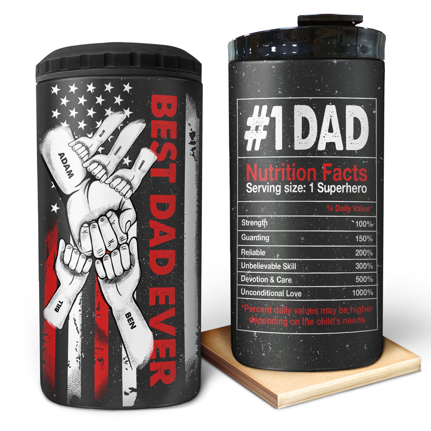 Best Dad Ever Hand Pump - Gift For Dad, Grandpa - Personalized Custom 4 In 1 Can Cooler Tumbler