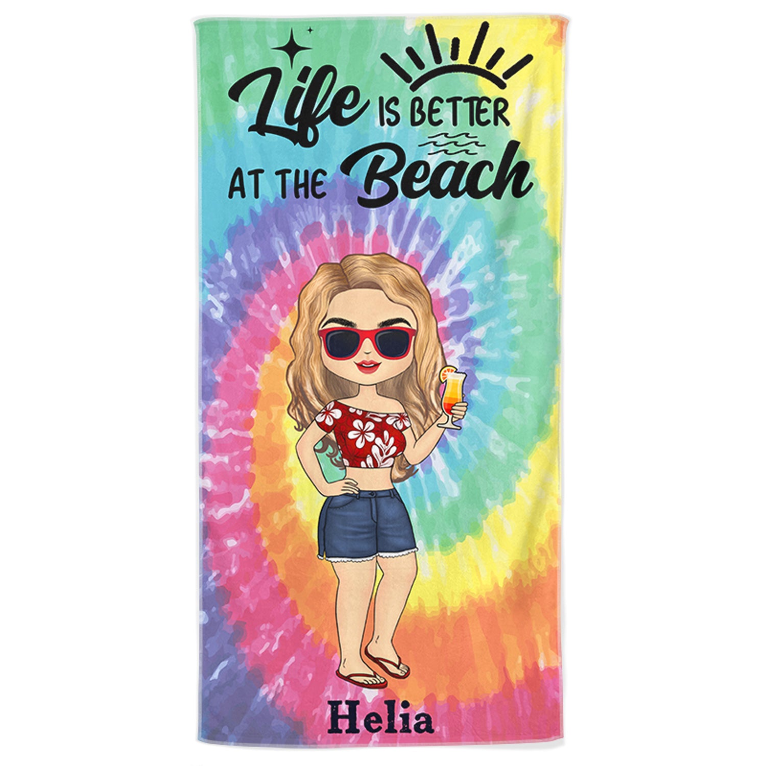 Tie Dye Life Is Better At The Beach - Birthday, Summer Gift For Him, Her, Yourself, Girlfriend, Boyfriend, BFF Best Friends, Traveling Lovers - Personalized Custom Beach Towel