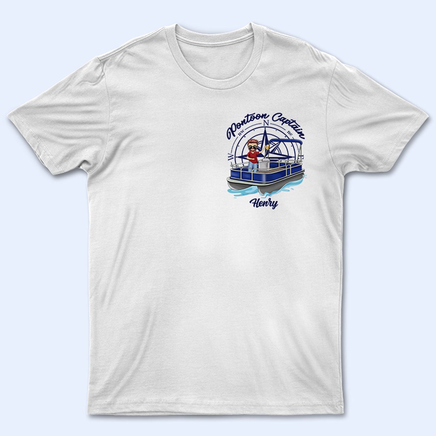 Pontoon Captain Boat Wheel - Gift For Pontoon Owners - Personalized Custom T Shirt