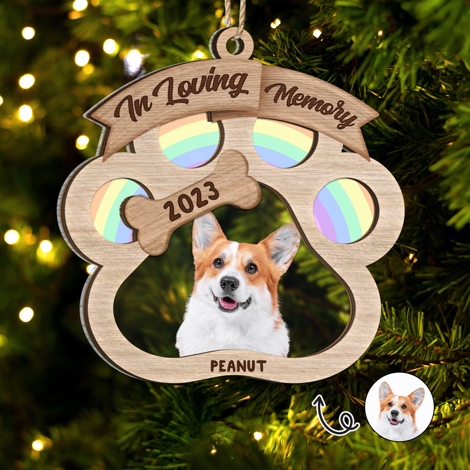 Custom Photo In Loving Memory - Christmas Sympathy Gift For Dog Lovers - Personalized 2-Layered Mix Ornament