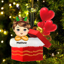 Bébé avec coffret cadeau – Cadeau de Noël pour petit-enfant et enfant – Décoration acrylique personnalisée