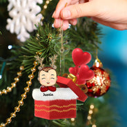 Baby With Gift Box - Christmas Gift For Grandkid, Kids - Personalized Cutout Acrylic Ornament