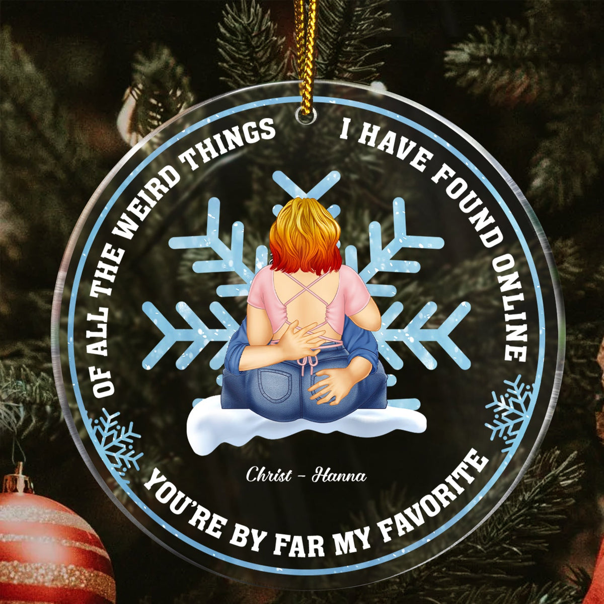 J'ai trouvé en ligne - Cadeau de Noël pour couples - Ornement acrylique circulaire personnalisé