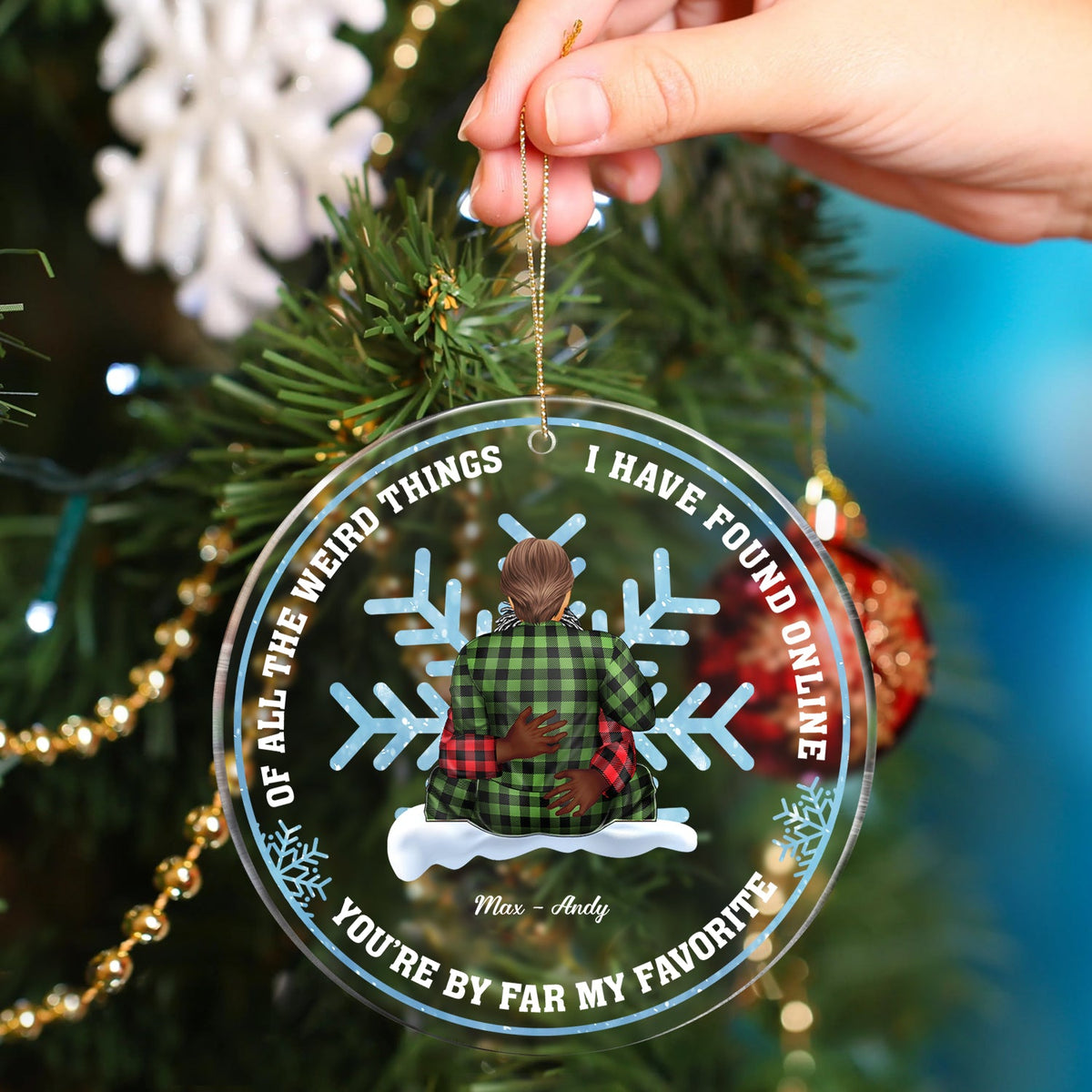 J'ai trouvé en ligne - Cadeau de Noël pour couples - Ornement acrylique circulaire personnalisé