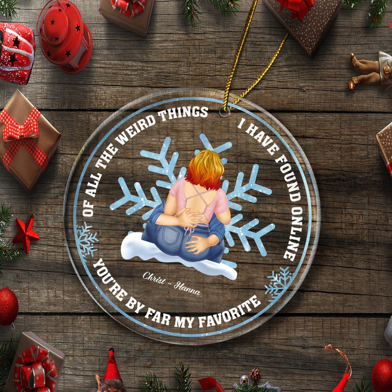 J'ai trouvé en ligne - Cadeau de Noël pour couples - Ornement acrylique circulaire personnalisé