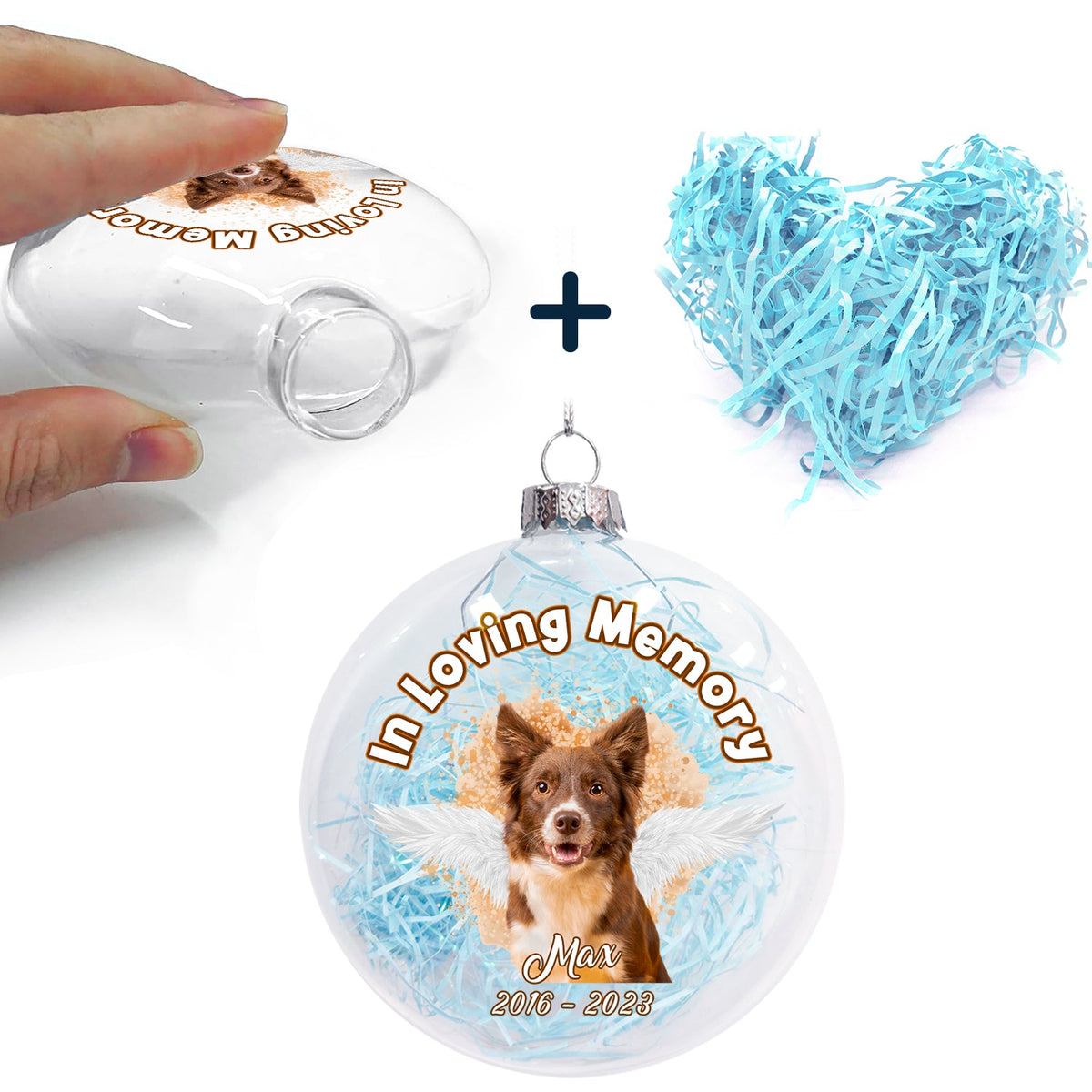 Custom Photo In Loving Memory - Christmas Gift For Dog Lovers - Personalized Clear Flat Ball Ornament