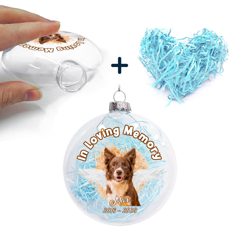 Custom Photo In Loving Memory - Christmas Gift For Dog Lovers - Personalized Clear Flat Ball Ornament