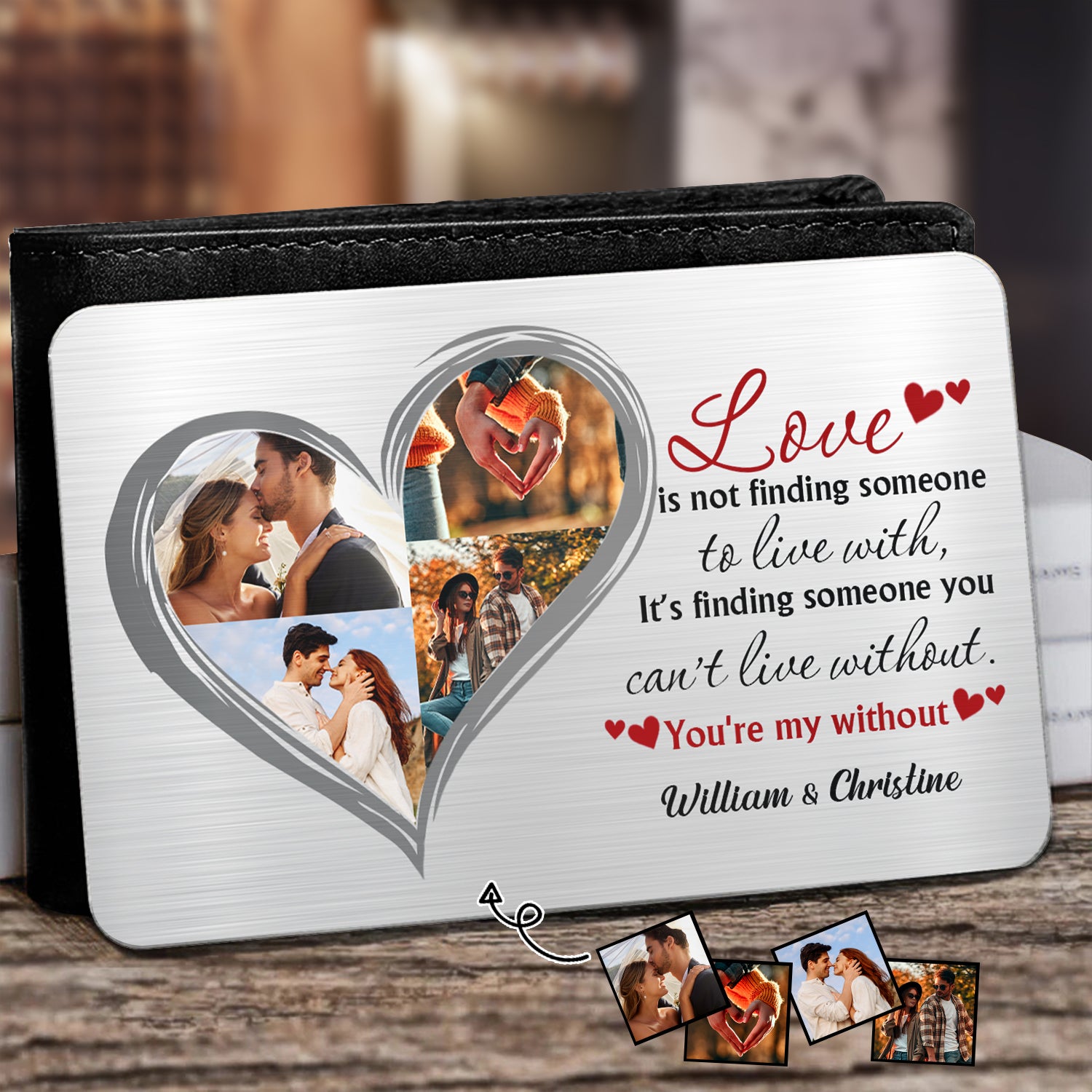 Custom Photo Love Isn't Finding Someone - Gift For Couples - Personalized Aluminum Wallet Card