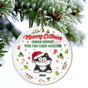 Meowy Catmas Human Servant - 3D Inflated Effect Printed Ornament, Personalized Circle Ceramic Ornament