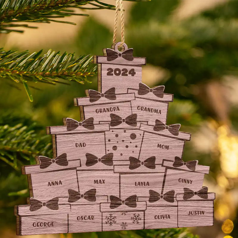 Christmas Presents - Personalized Wooden Cutout Ornament