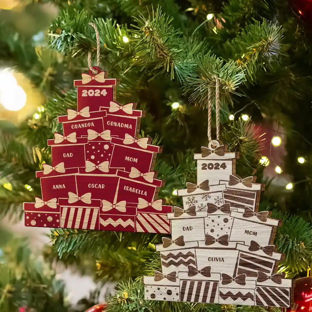 Christmas Presents - Personalized Wooden Cutout Ornament