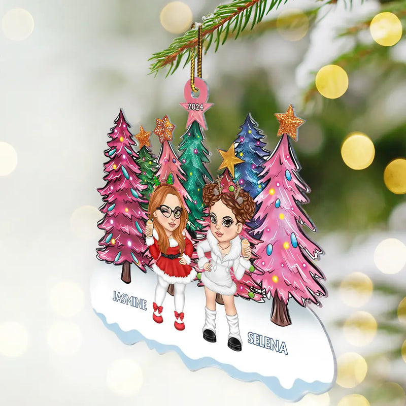 Arbres de Noël Y2K Besties Sisters Best Friends - Décoration acrylique découpée personnalisée 