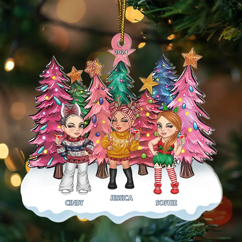Arbres de Noël Y2K Besties Sisters Best Friends - Décoration acrylique découpée personnalisée 