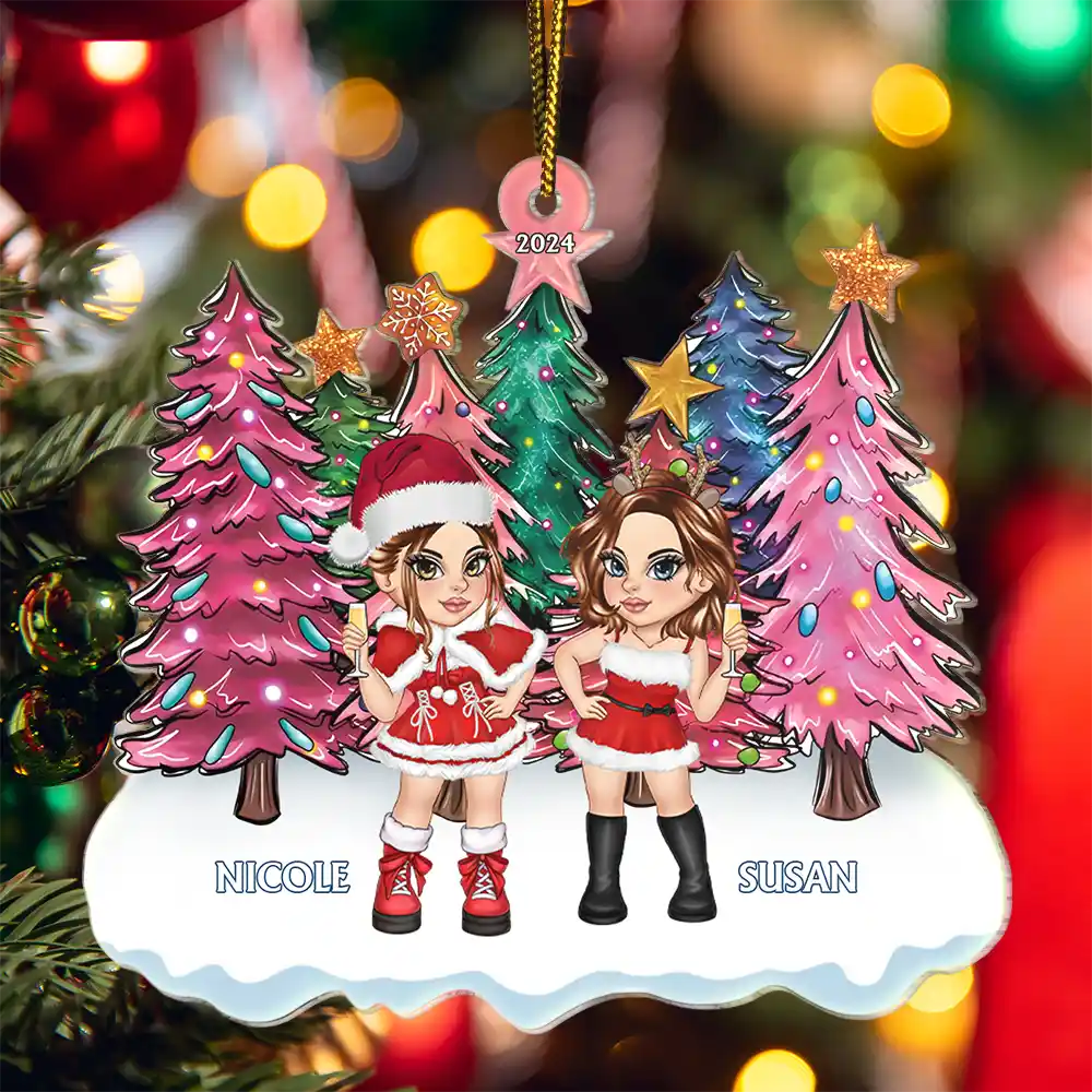 Arbres de Noël Y2K Besties Sisters Best Friends - Décoration acrylique découpée personnalisée 