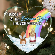 Has Visiting Hours Memorial Pet Christmas - Personalized Heart Shaped Glass Ornament