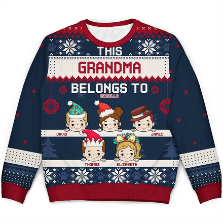 This Grandma Belongs To Christmas - Personalized Unisex Ugly Sweater