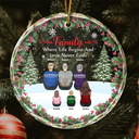 Christmas,Family,Love - Christmas Family Where Life Begins And Love Never Ends - Personalized Circle Glass Ornament