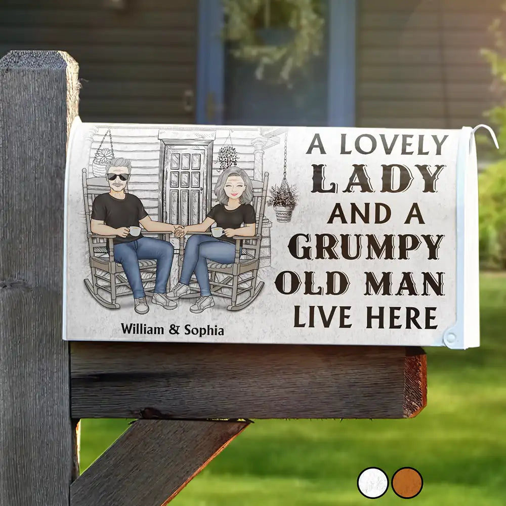 Couple - Couple A Lovely Lady And A Grumpy Old Man Live Here - Personalized Mailbox Cover
