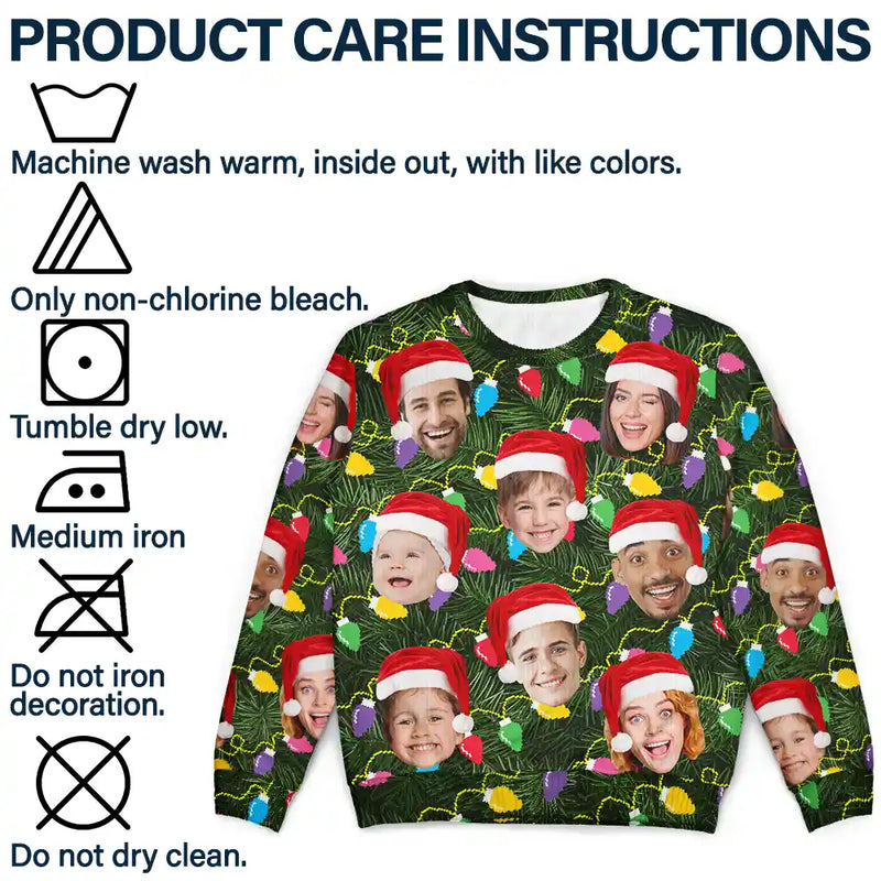 Family - Custom Photo Xmas Led Light - Personalized Unisex Ugly Sweater