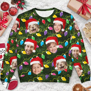 Custom Photo Xmas Led Light - Personalized Unisex Ugly Sweater
