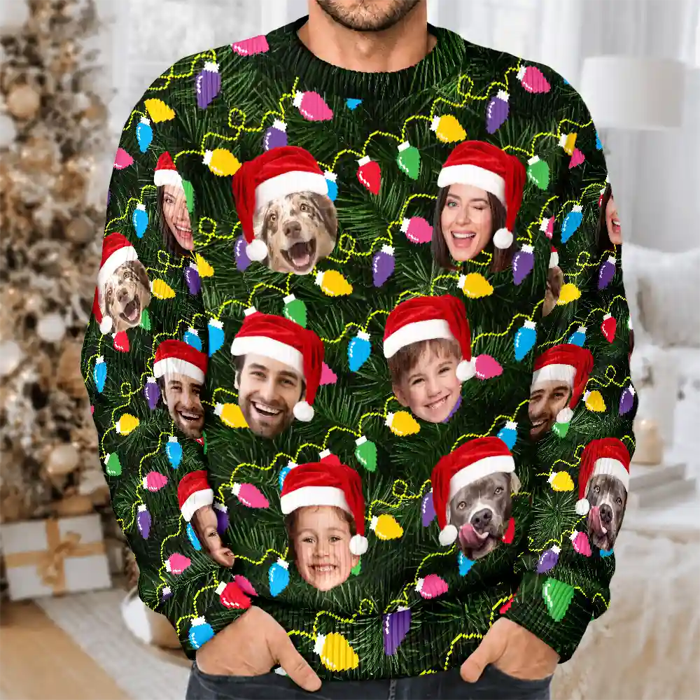 Custom Photo Xmas Led Light - Personalized Unisex Ugly Sweater