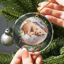Pet Lovers, Memorial - Custom Photo Forever Loved Memorial - Personalized Circle Glass Ornament