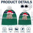 Pet Lovers - Custom Photo Feliz Navidog - Personalized Bobble Beanie Hat