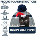 Pet Lovers - Custom Photo Feliz Navidog - Personalized Bobble Beanie Hat
