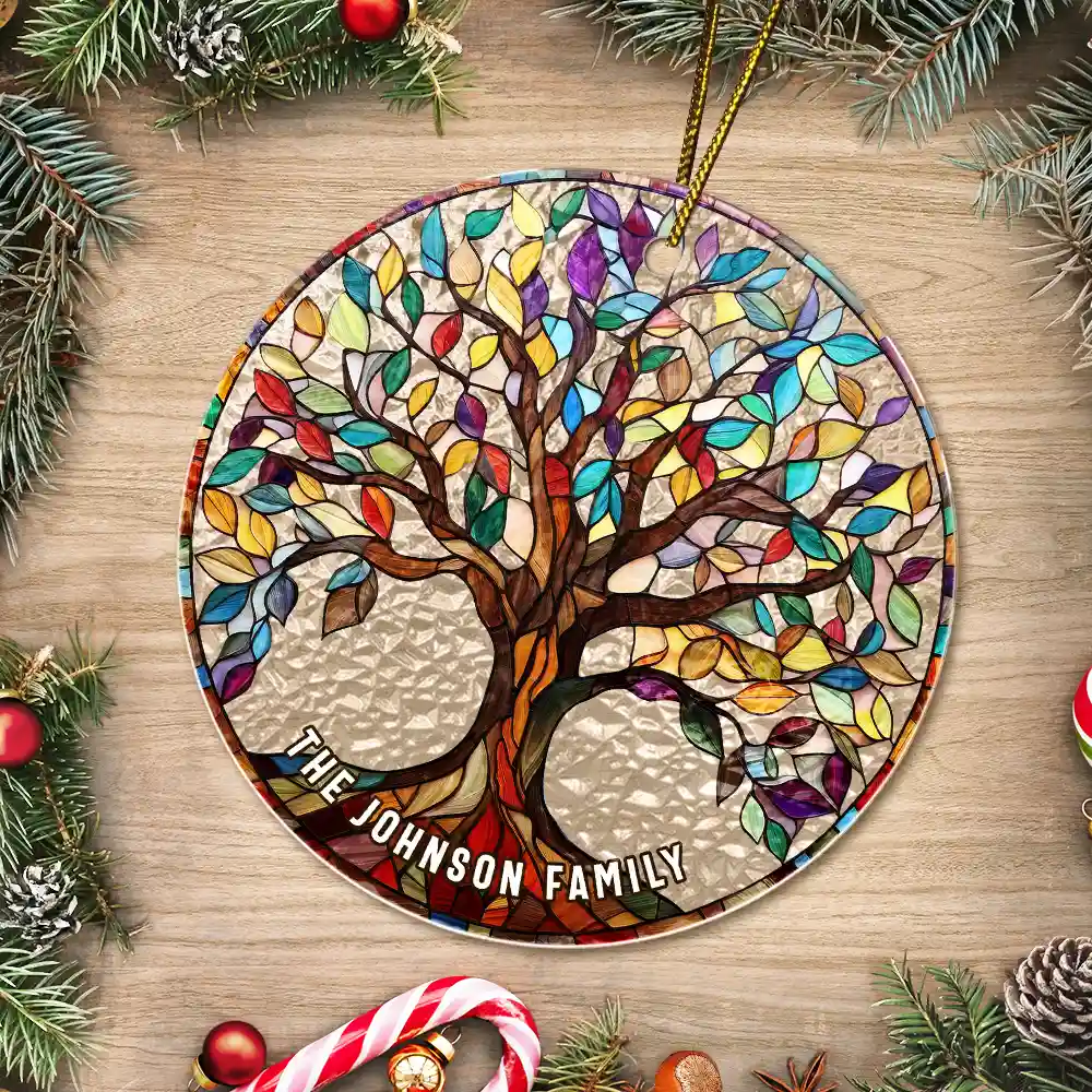 Family - Family Tree Of Life - Personalized Stained Glass Ornament