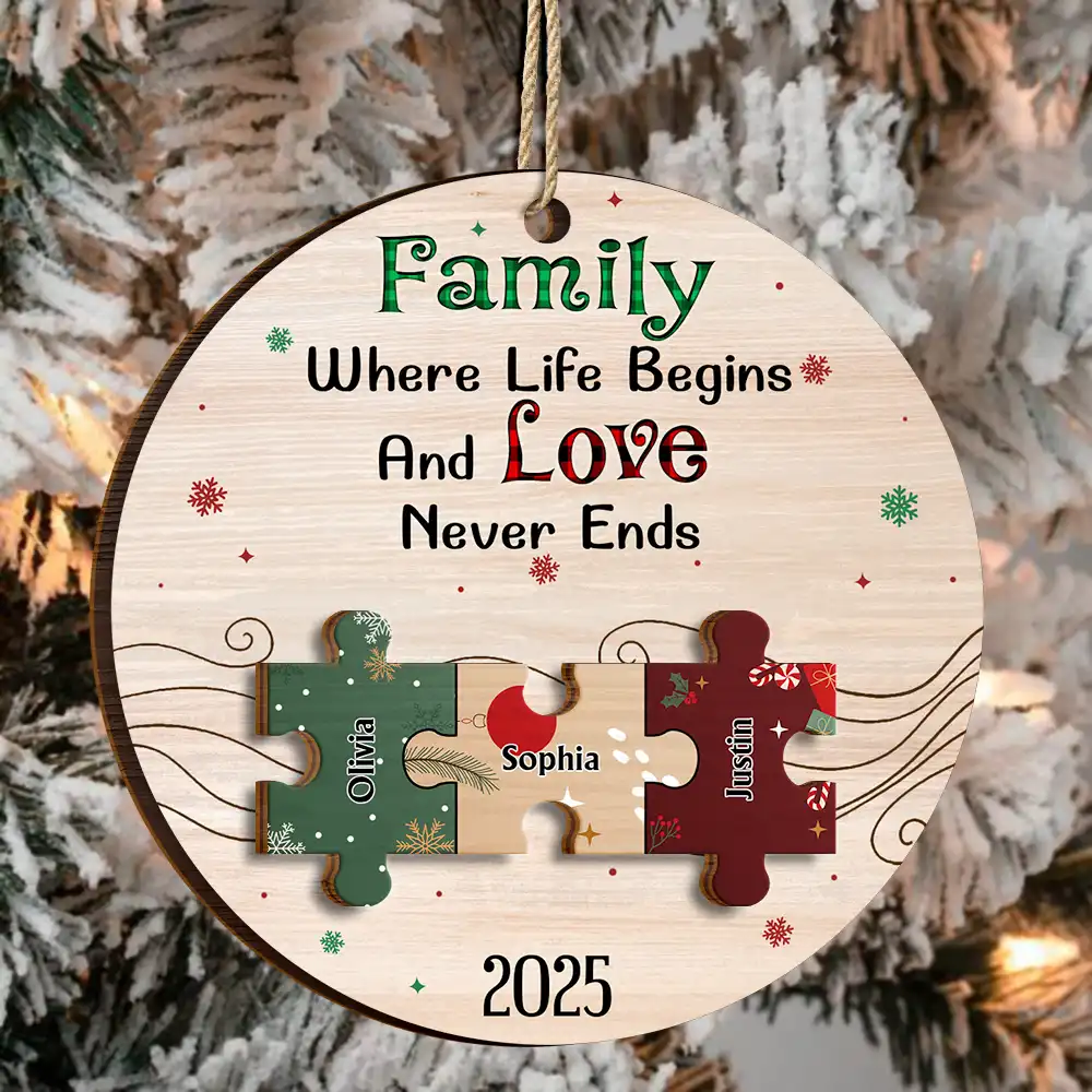 Family - Together We Make A Family - Personalized 2-Layered Wooden Ornament