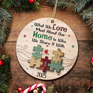 Family - Together We Make A Family - Personalized 2-Layered Wooden Ornament
