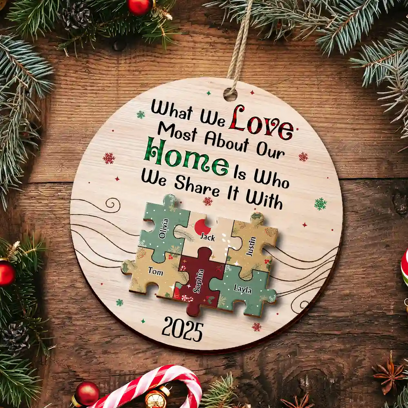 Family - Together We Make A Family - Personalized 2-Layered Wooden Ornament
