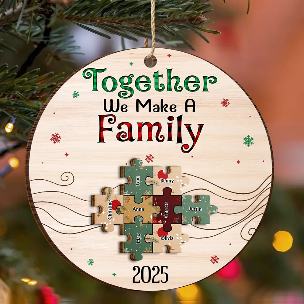 Together We Make A Family - Personalized 2-Layered Wooden Ornament