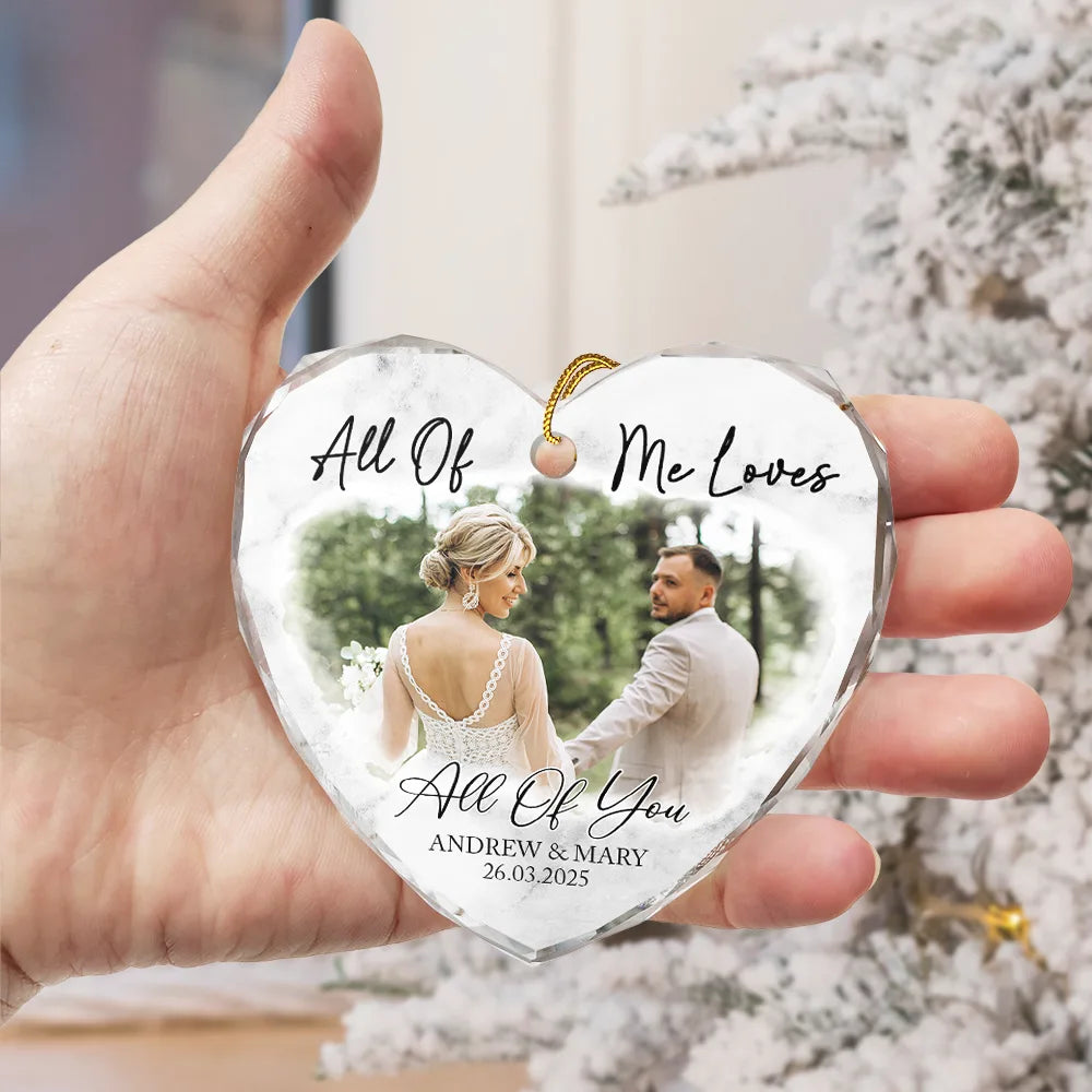 Gift For Couples, Gift For Husband, Gift For Wife, Gift For Boyfriend, Gift For Girlfriend - Custom Photo First Christmas As Mr & Mrs Couples - Personalized Glass Ornament