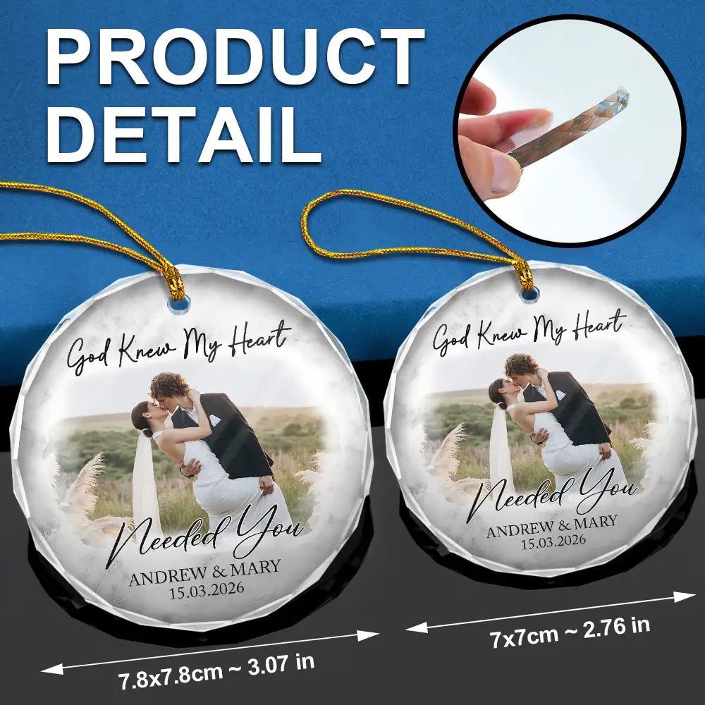 Custom Photo First Christmas As Mr & Mrs Couples - Personalized Glass Ornament