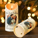 Custom Photo First Christmas As Mr & Mrs Couples - Personalized Flameless LED Candle