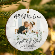 Custom Photo First Christmas As Mr & Mrs Couples - Personalized Custom Shaped Wooden Ornament