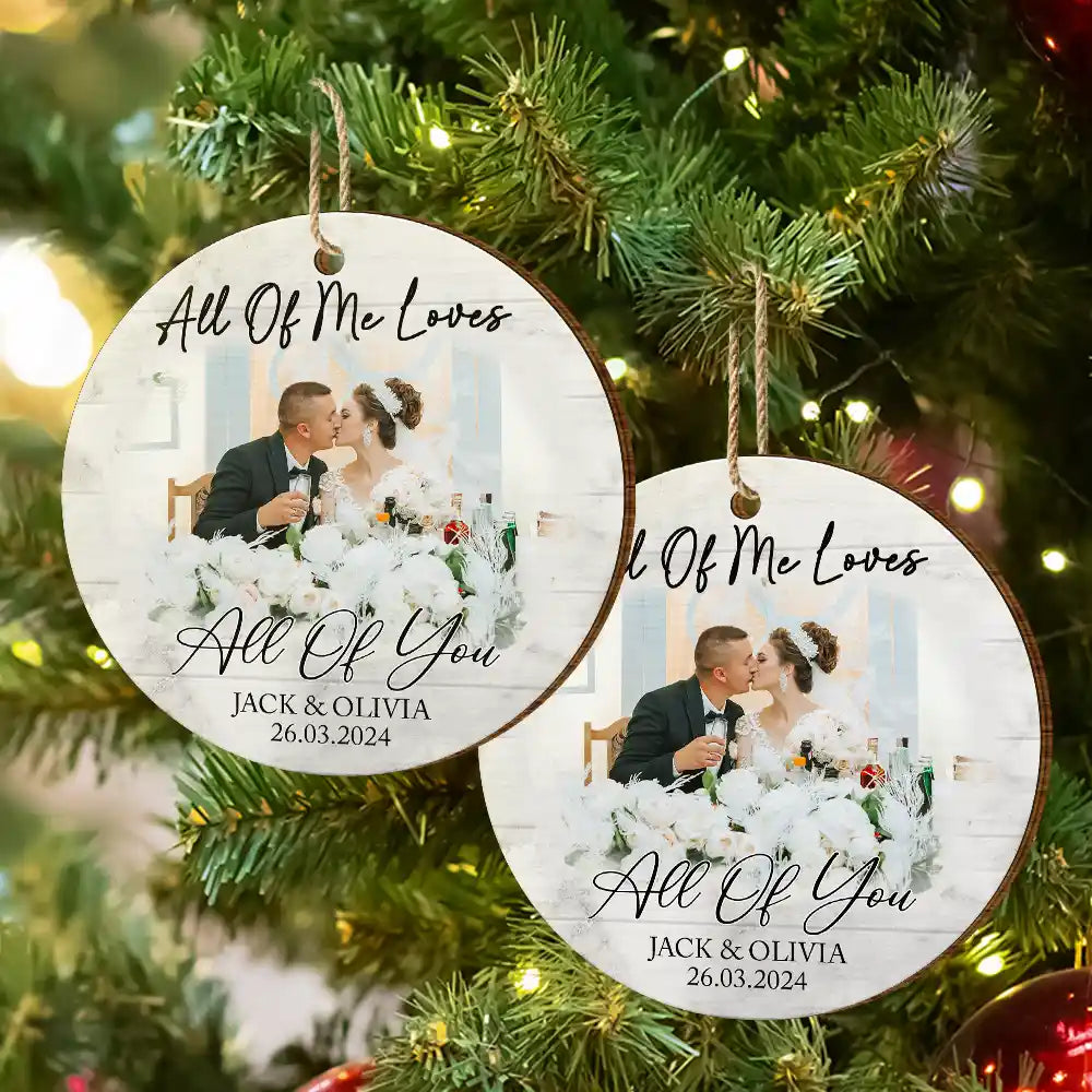 Custom Photo First Christmas As Mr & Mrs Couples - Personalized Custom Shaped Wooden Ornament